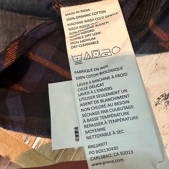 prAna Golden Canyon Flannel Long Sleeve Top Rich Sapphire - Picture 8 of 12